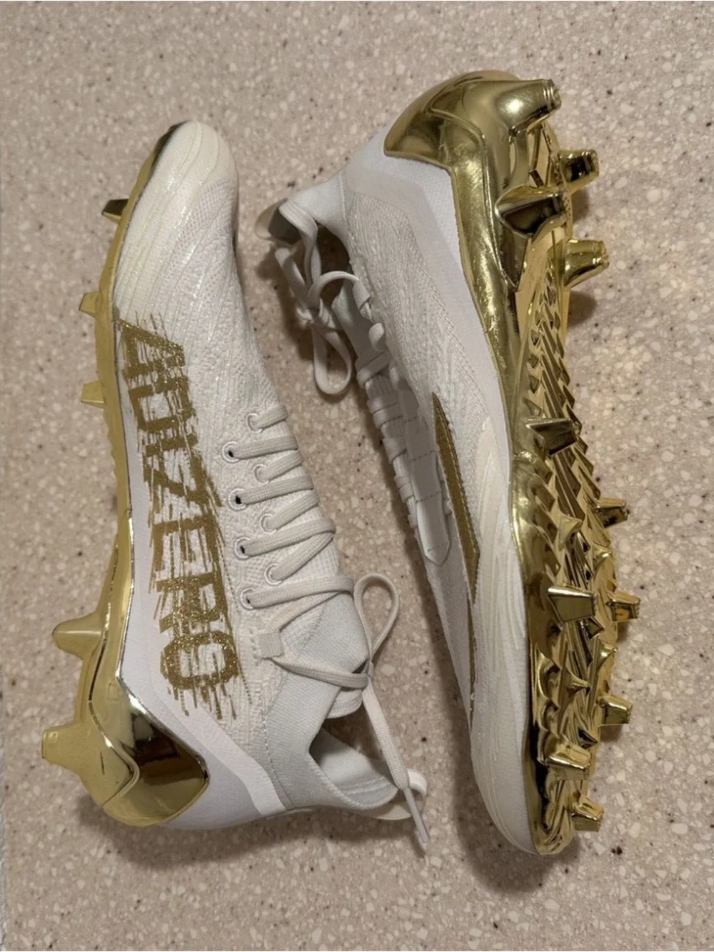 Adidas Adizero White Metallic Gold Primeknit Football Cleats Men's US 11.5